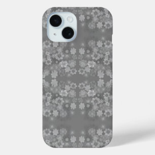 Coque Pour iPhone 15 Noir blanc gris rétro Motif d'aquarelle florale