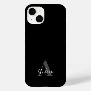 Coque Pour iPhone 14 Noir & Blanc   Nom personnalisé du monogramme init