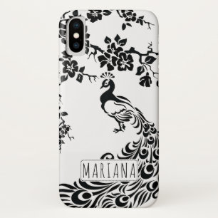 Etui iPhone Case-Mate Noir, blanc paon & fleurs de cerisiers Art nouveau