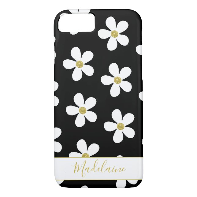 Coques Case-Mate iPhone Noir Blanc Simple Motif Maisy Or Personnel (Dos)