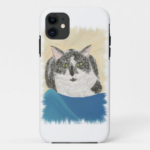 Coques Pour iPhone Noir Blanc Tuxedo Chat sur Blue iPhone 5 Coques
