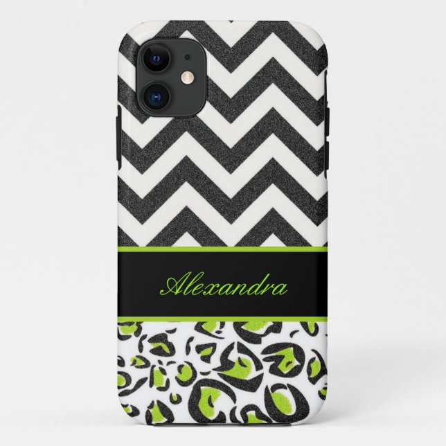 Coques Case-Mate iPhone Noir, blanc, vert, Chevron, motif animal (Dos)