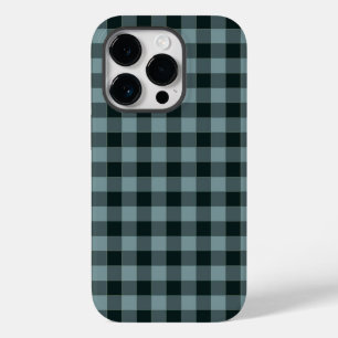 Coque Pour iPhone 14 Pro Noir bleu À damiers En vichy Motif