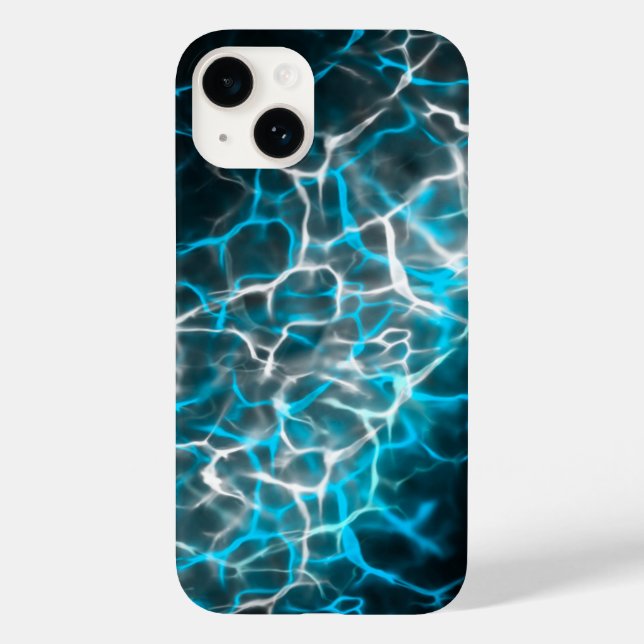 Coques Case-Mate iPhone Noir, Bleu Blanc Éclair Réflexion de l'eau (Verso)