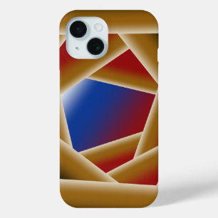 Coque Pour iPhone 15 Noir Bleu Rouge Or Ombre Abyss Art Abstrait