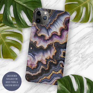 Case-Mate iPhone Case Noir Bleu violet violet or Marbre Motif d'art