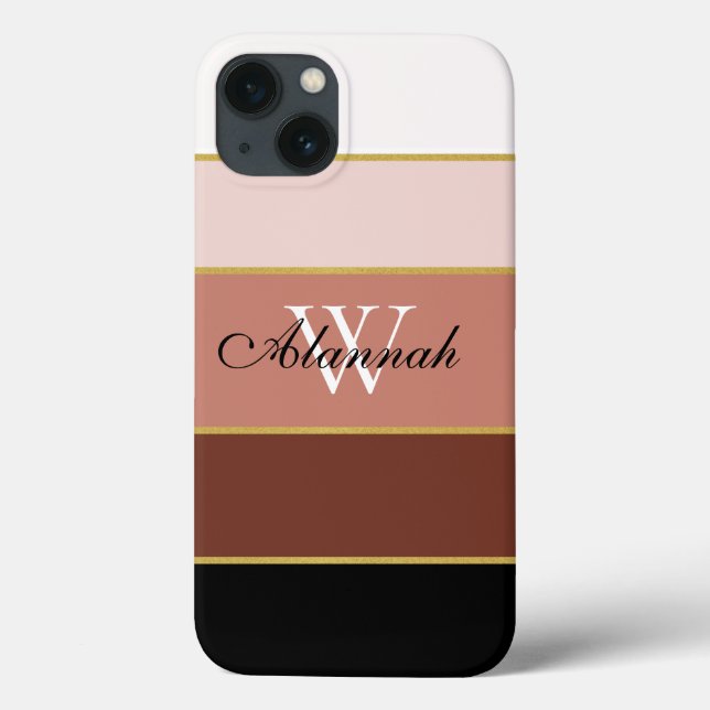 Coques Case-Mate iPhone Noir Brown Peach Rose Chocs Couleur Blocage Bandes (Verso)
