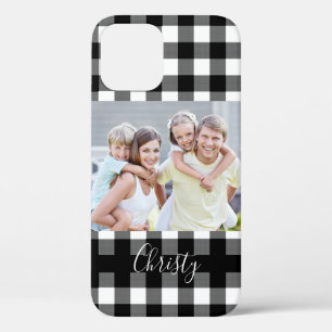 Case-Mate iPhone Case Noir Buffalo Check Plaid Nom du script photo