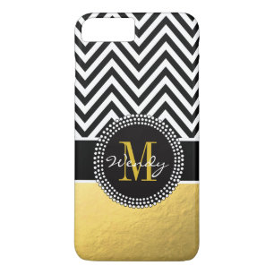 Coque Case-Mate Pour iPhone Noir Chevron de feuille d'or de Faux décoré d'un
