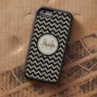 Noir Chevron Silver Monogramme or