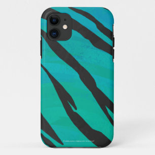 Coque iPhone 11 Noir de tigre et copie turquoise