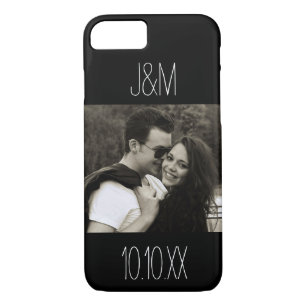 Case-Mate iPhone Case Noir d'initiales de date de photo de couples