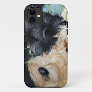 Coque iPhone 11 Noir et art écossais blond comme les blés de