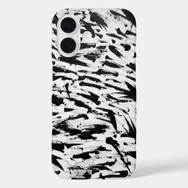 Coques Case-Mate iPhone Noir et blanc Abstrait Brushstrokies Art (Verso)