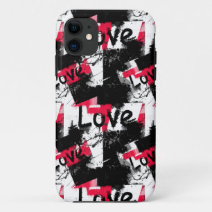 Case-Mate iPhone Case Noir et blanc avec taches rouges amour motif