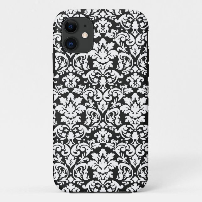 Coques Case-Mate iPhone noir et blanc damassé fleurit (Dos)