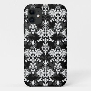 Coque iPhone 11 Noir et Blanc Double Damassé