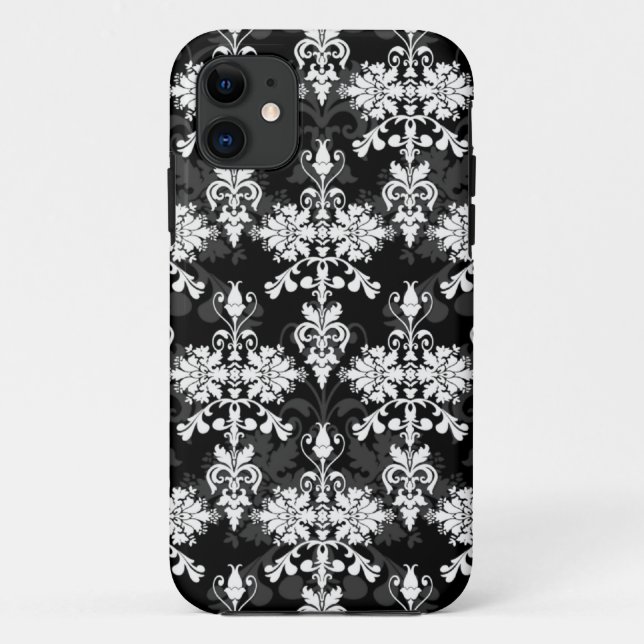 Coques Case-Mate iPhone Noir et Blanc Double Damassé (Dos)
