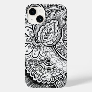 Coque Pour iPhone 14 Noir et blanc Moderne élégant Mandala élégant
