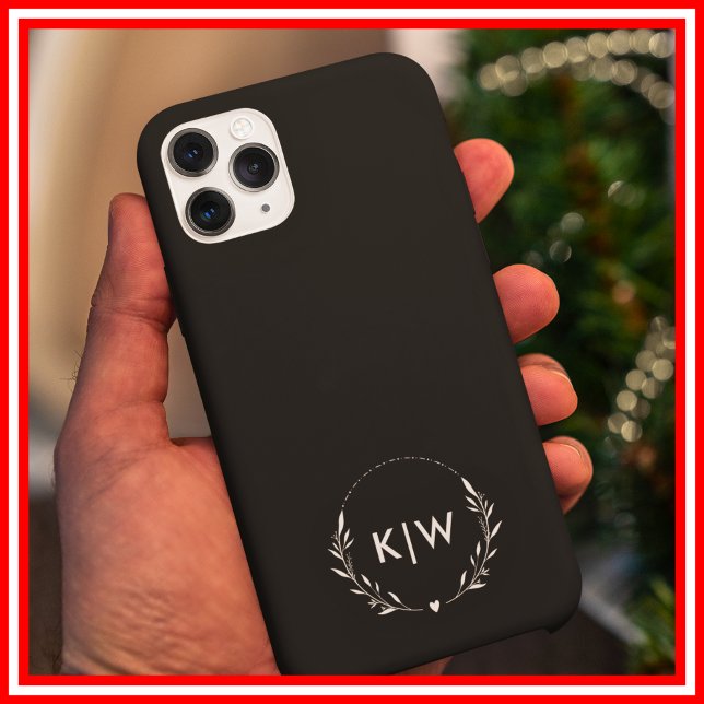 Coques Case-Mate iPhone Noir et blanc | Monogramme des initiales modernes (Black and White | Modern Initials Monogram Case-Mate iPhone Case)