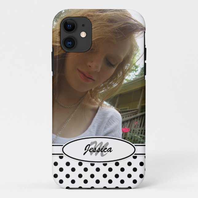 Coques Case-Mate iPhone Noir et blanc : Monogramme : Image : cas de (Dos)