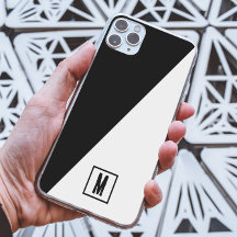 Noir et blanc scindé monogramme personnalisé initi