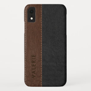 Case-Mate iPhone Case Noir et Brown Vintage Faux Cuir