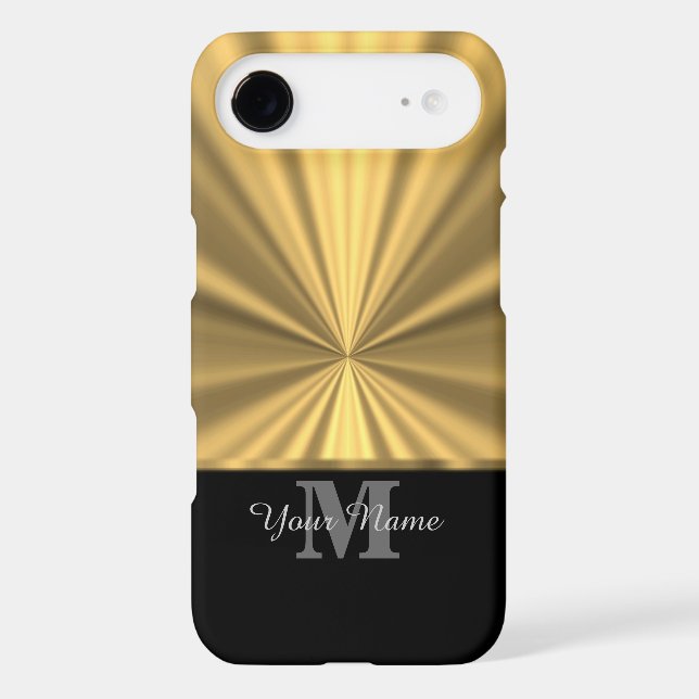 Coques Case-Mate iPhone Noir et monogramme métallique d'or (Verso)