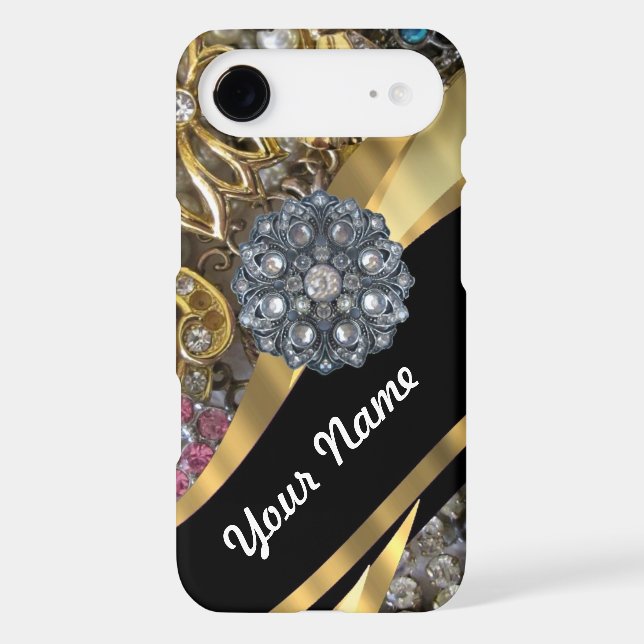 Coques Case-Mate iPhone Noir et or bling (Verso)