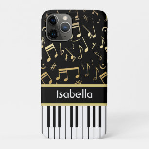 Coques Pour iPhone Noir et or de notes musicales et de clés de piano