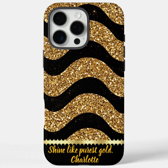 Coques Case-Mate iPhone Noir et or marbré vagues design (Verso)