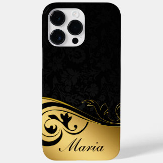 Coque Pour Pour iPhone 14 Pro Max Noir et or personnalisé