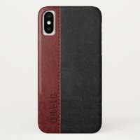 Noir et rouge foncé Faux Texture en cuir Vintage