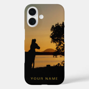 Coque Pour iPhone 16 Noir & Gold Sunset Silhouette Kangaroo Australie