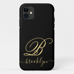 Case-Mate iPhone Case Noir minimaliste moderne Nom Monogramme