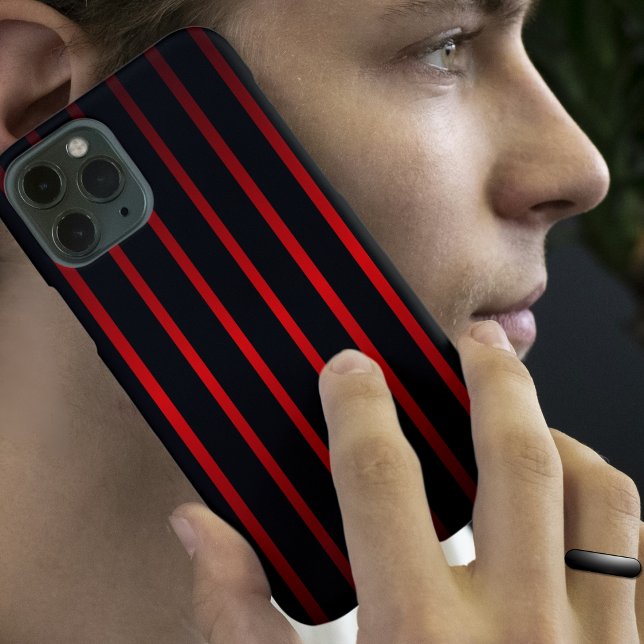 Coques Case-Mate iPhone Noir moderne avec Gras et Gras Rouge (Stylish, minimalist, and bold crimson red and black striped phone cases.)