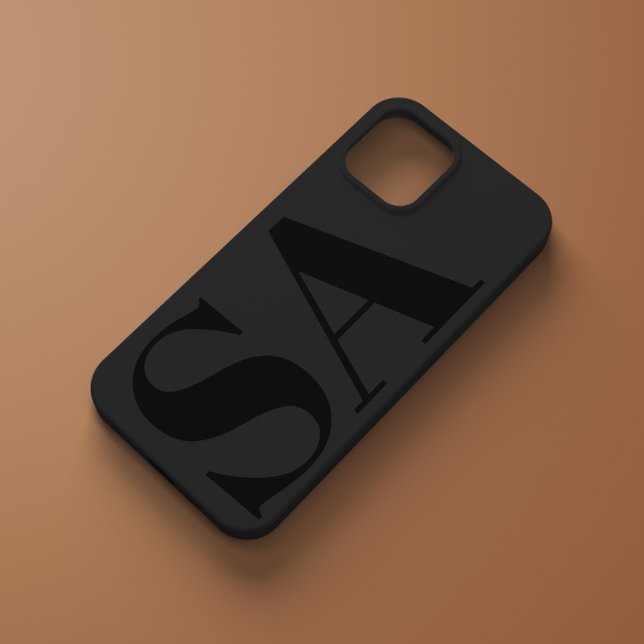 Coques Case-Mate iPhone Noir moderne initial minimal contemporain (Créateur téléchargé)