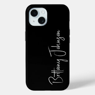Coque Pour iPhone 15 Noir Monogrammé