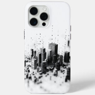 Coque iPhone 15 Pro Max Noir pointillisme monochromatique architecture de