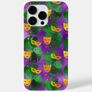 COQUE POUR POUR iPhone 14 PRO MAX NOIR PURPLE VERT OR MARDI GRAS MASQUES & FEUILLE