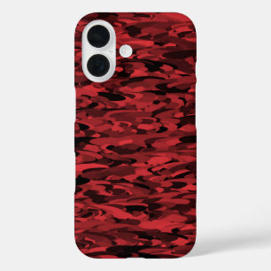 Coque Pour iPhone 16 Noir rouge Motif Abstrait