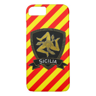 Coque iPhone 8/7 Noir sicilien de Trinacria et jaune rouge d'or