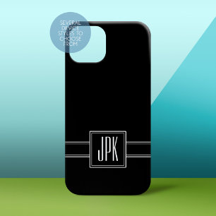 iPhone 13 Mini Coque Noir solide avec trois monogrammes