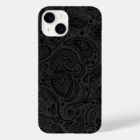 Noir sur gris foncé Retro Paisley Damask dentelle