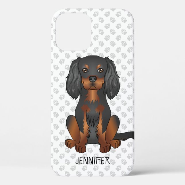 Coques Case-Mate iPhone Noir & Tan Cavalier King Charles Spaniel & Nom (Verso)