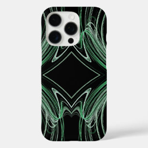 Coques iPhone 16 Pro Noir & Vert Ajustements fractals pour tous les ca