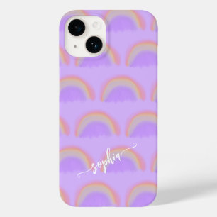Coque Pour iPhone 14 Nom arc-en-ciel coloré écriture personnalisée