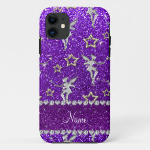 Coques Pour iPhone nom argent fée or étoiles indigo violet parties sc