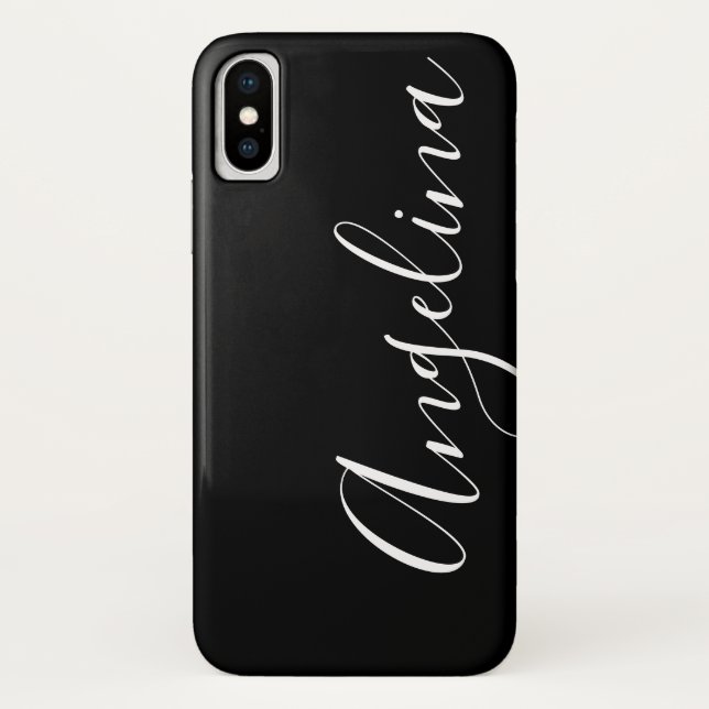 Coques Case-Mate iPhone Nom blanc noir propre simple de manuscrit (Dos)