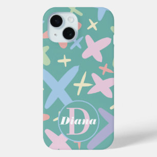 Coque Pour iPhone 15 Nom coloré du Motif de Doodle Crisscross